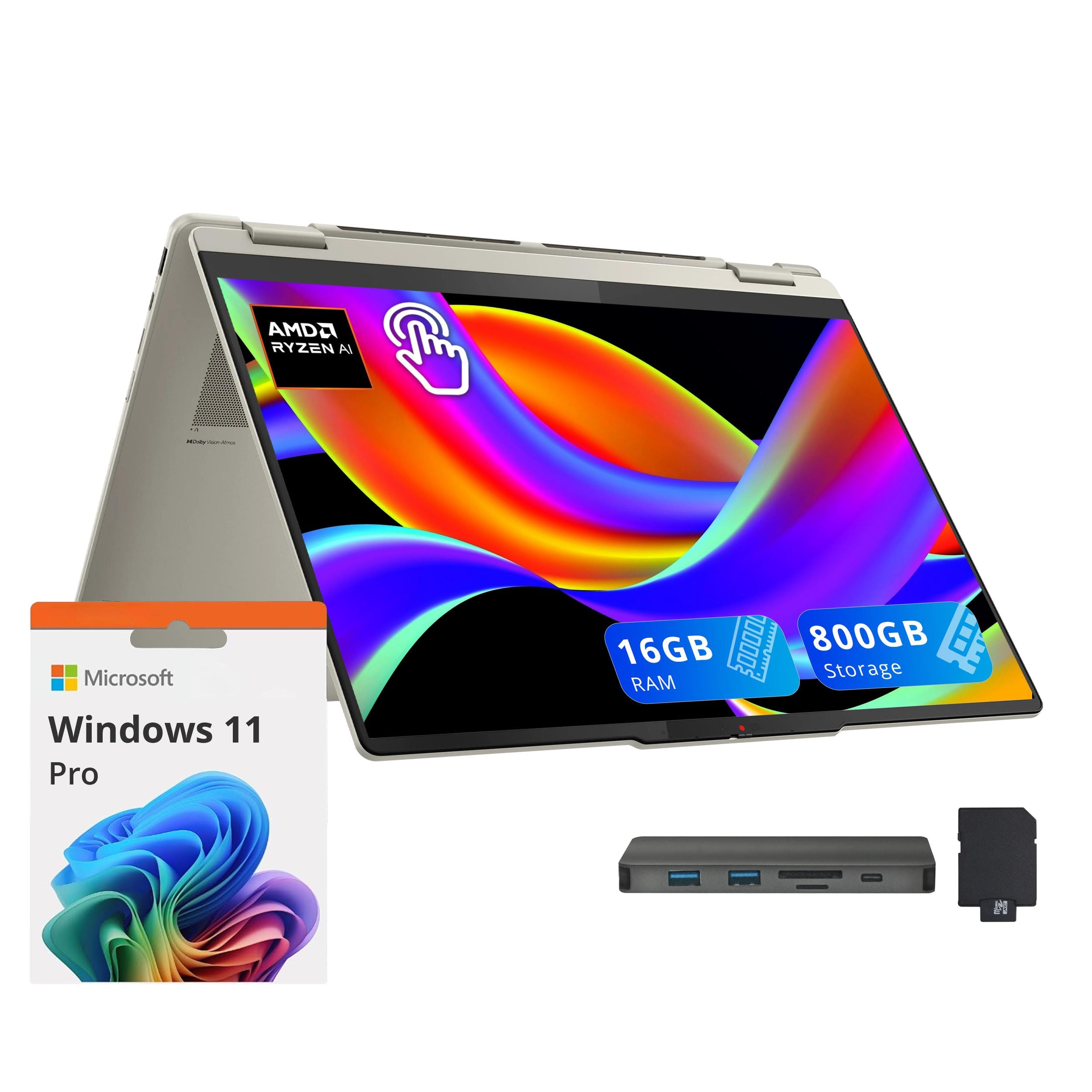 Lenovo - Yoga 7 2-in-1 16" 2K Touchscreen Laptop,AMD Ryzen AI 5 340,16GB RAM,512GB SSD+288GB Dock Set,Win 11 Pro - Seashell