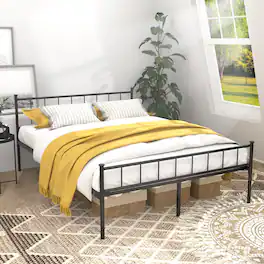LUCKY ONE - Queen Size Bed Frame With Headboard and Footboard - Black
