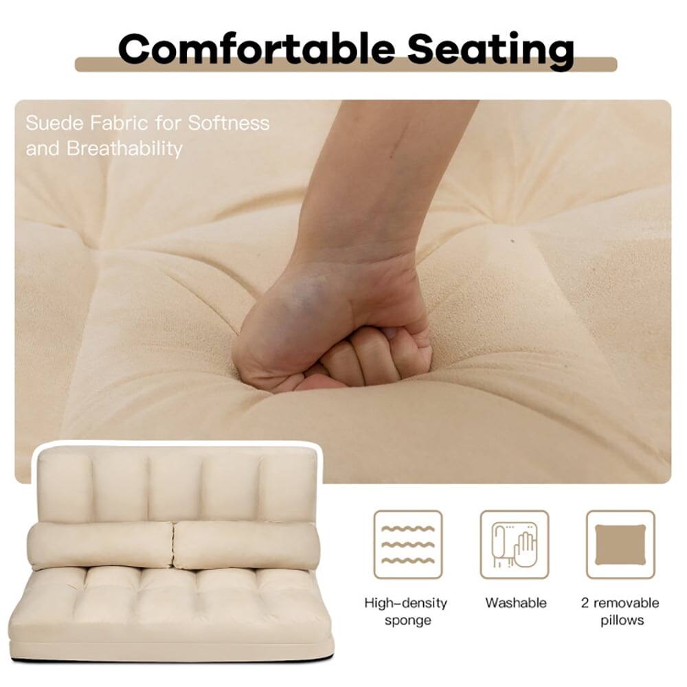 Comfortable Seating

Suede Fabric for Softness and Breathability

High-density Washable sponge

2 removable pillows