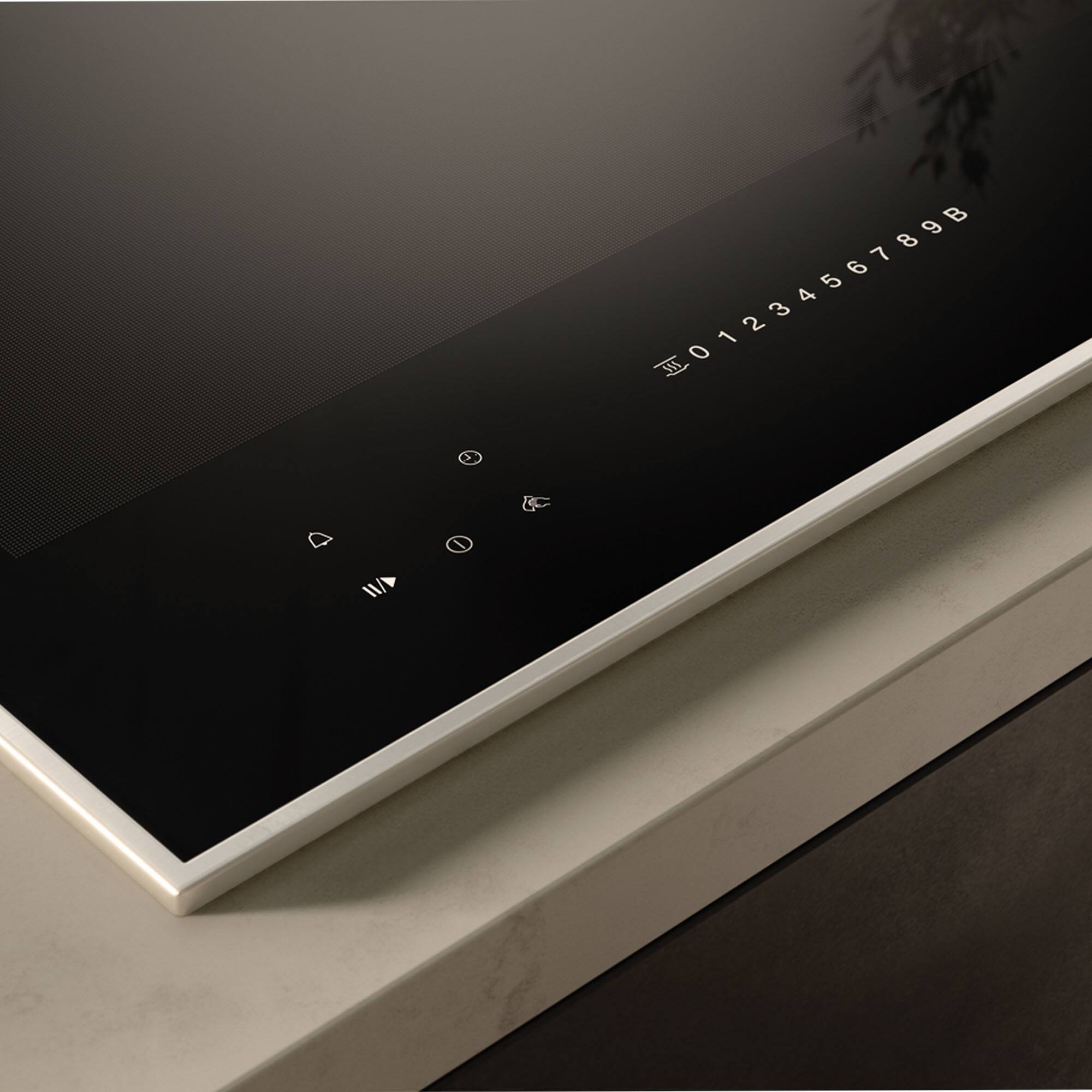 Left. Miele - KM 7747 FR Diamond 36" Framed Full-Surface Smart Induction Cooktop with DiamondFinish - Graphite Black.