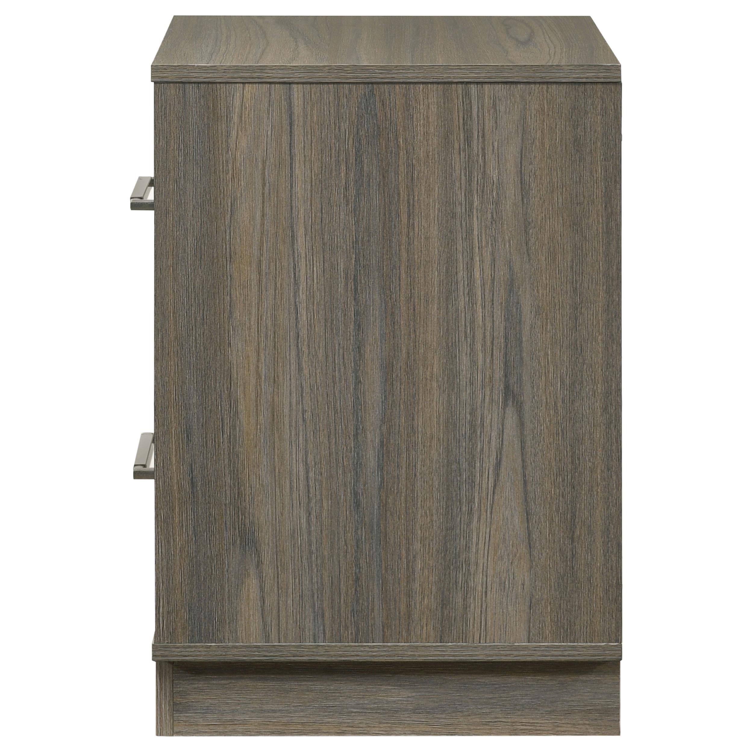 Alt View 3. Manhattan Lane - Fene Nightstand, 2 Storage Drawers with Nickel Handles, 24 Inch - Gray.