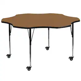 Flash Furniture - Wren Mobile 60'' Flower Oak Thermal Laminate Activity Table - Standard Height Adjustable Legs - Brown