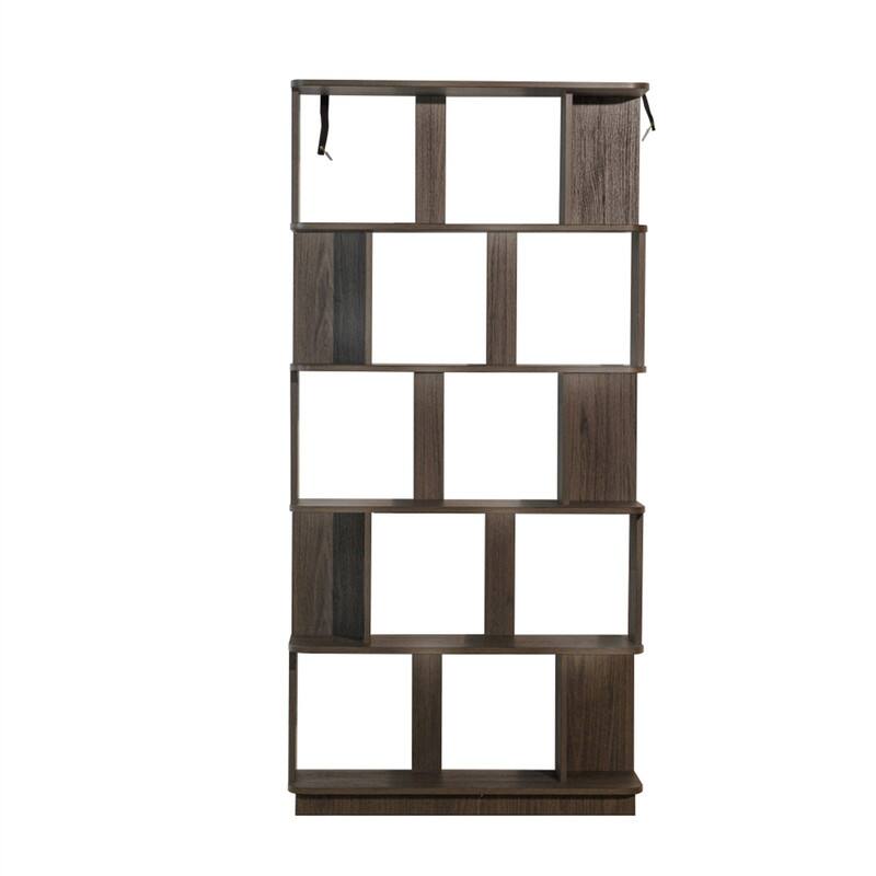 Alt View 7. HTUTWOO - 31.5" L x 64.56" H Free Combination Bookshelf - 5-Tier Open Storage Bookcase MDF Wood Display Shelving for Home Office - Dark Brown.