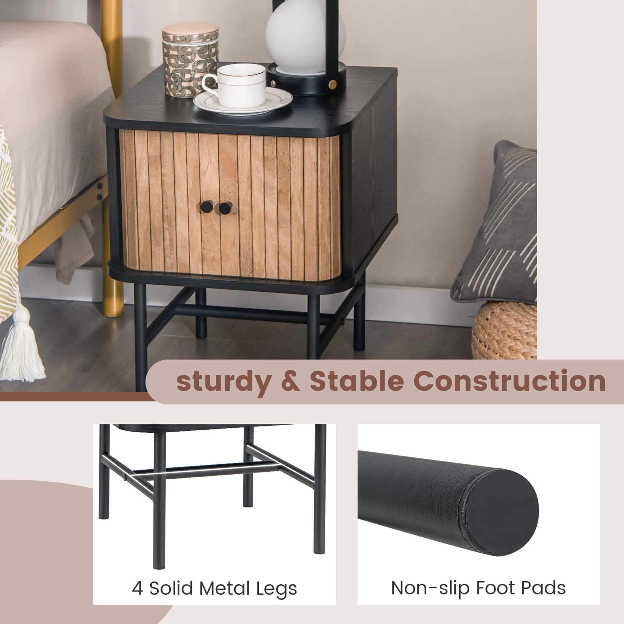 Sturdy & Stable Construction: 4 Solid Metal Legs & Non-slip Foot Pads