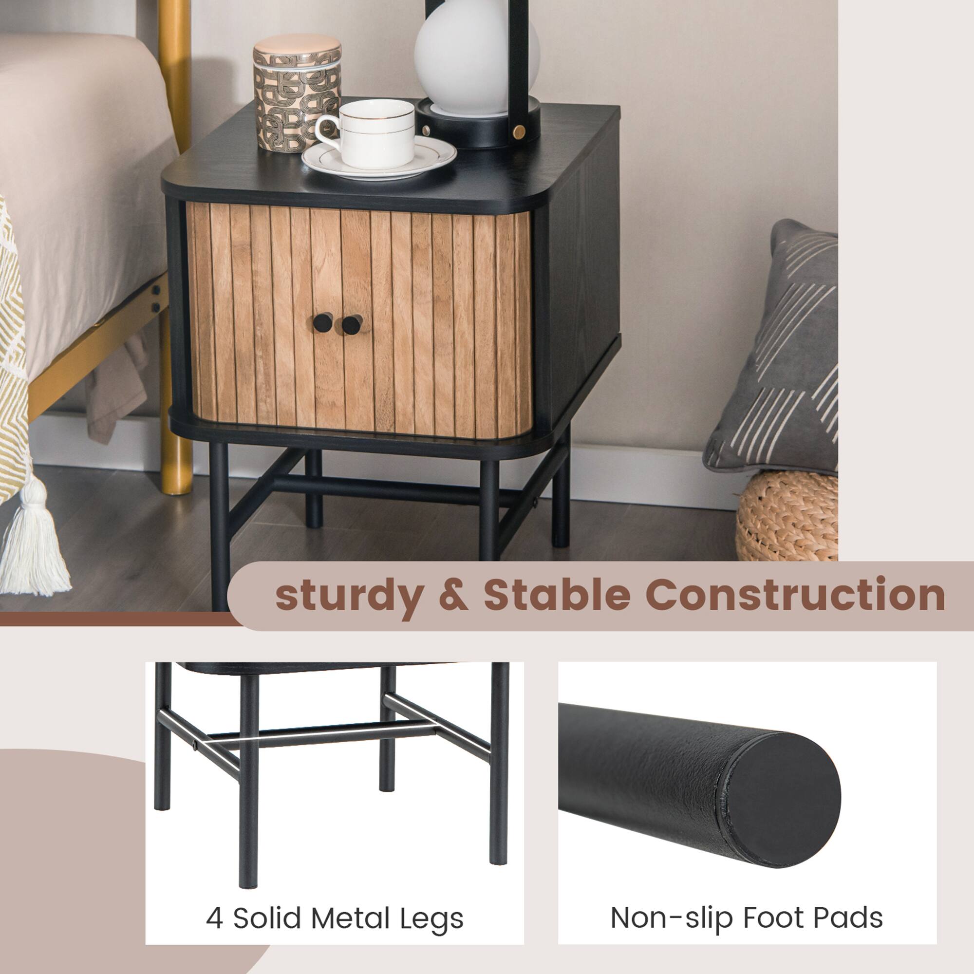 Sturdy & Stable Construction: 4 Solid Metal Legs & Non-slip Foot Pads