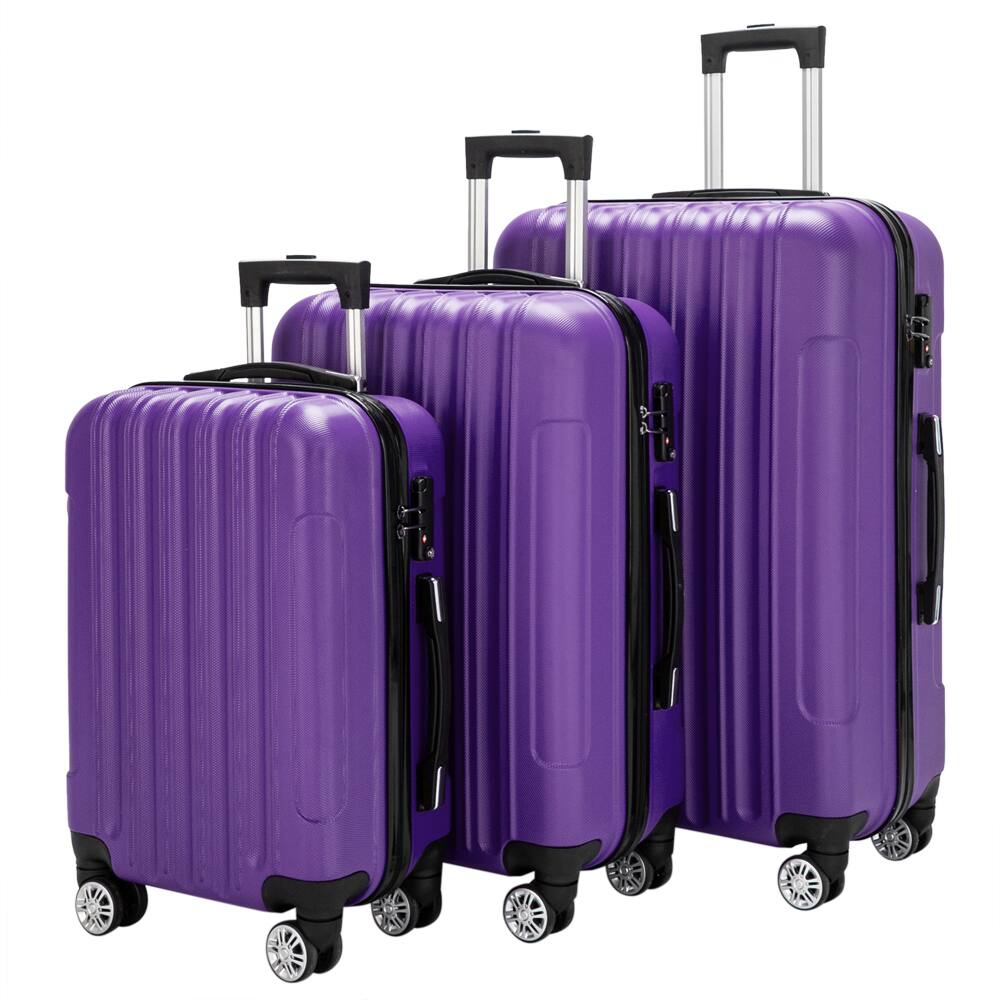 Alt View 7. Winado - 20"/24"/28" 3 Piece Trolley Carry On ABS Luggage Lightweight Hardside Suitcase Set Spinner Wheels & TSA Lock for Travel - Purple.
