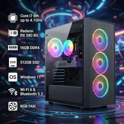STGAubron Gaming PC Computer Desktop, Radeon RX 580 8G, Intel Core STGAubron Gaming PC Computer Desktop, Radeon RX 580 8G, Intel Core