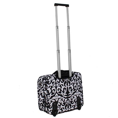 Back. World Traveler - 17-Inch Rolling Computer Case with Telescopic Handle and In-Line Skate Wheels – Heavy-Duty 600D Polyester - Damask.