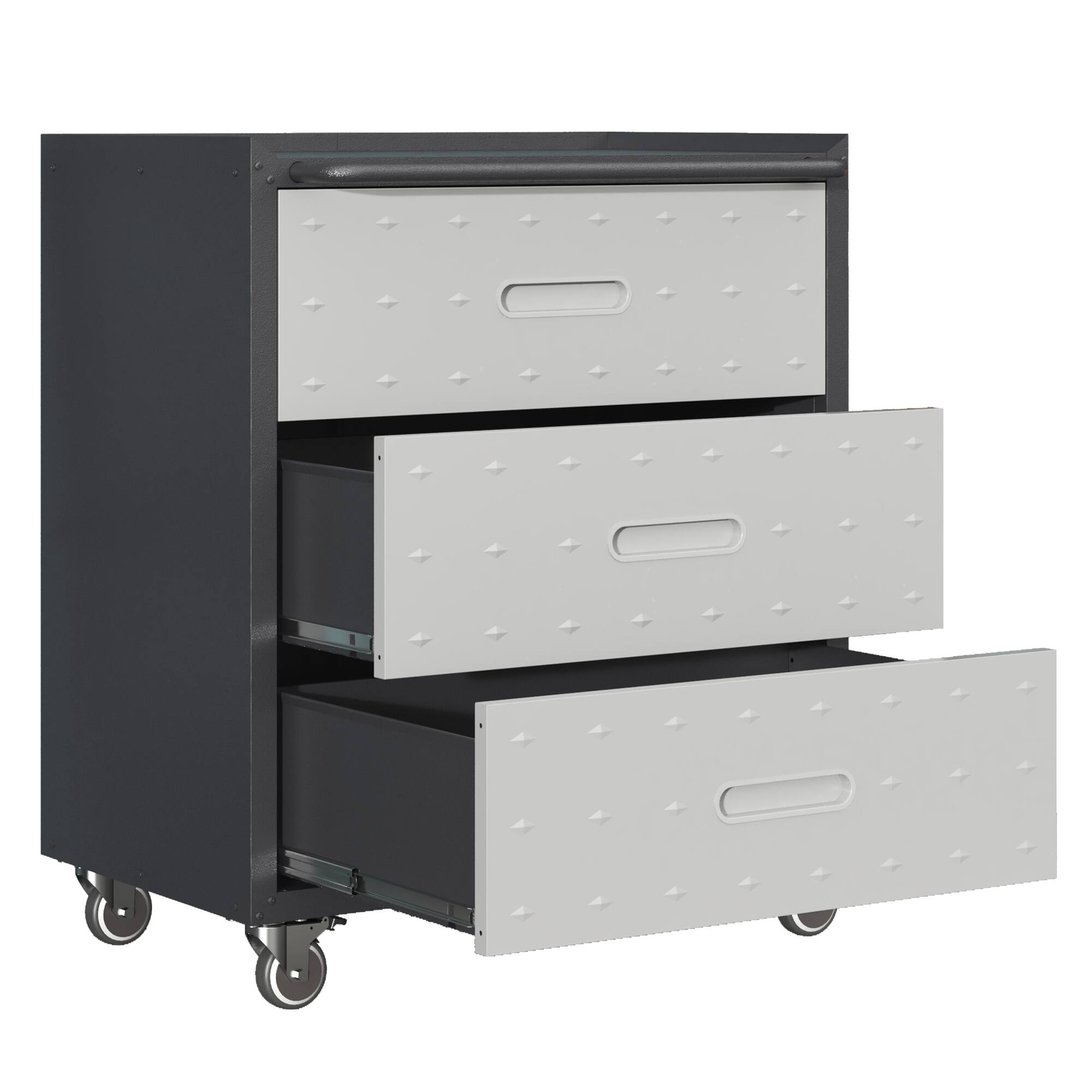 Dexmalle - Dexmalle-3 Drawer Metal Storage Cabinet with Wheels-Gray