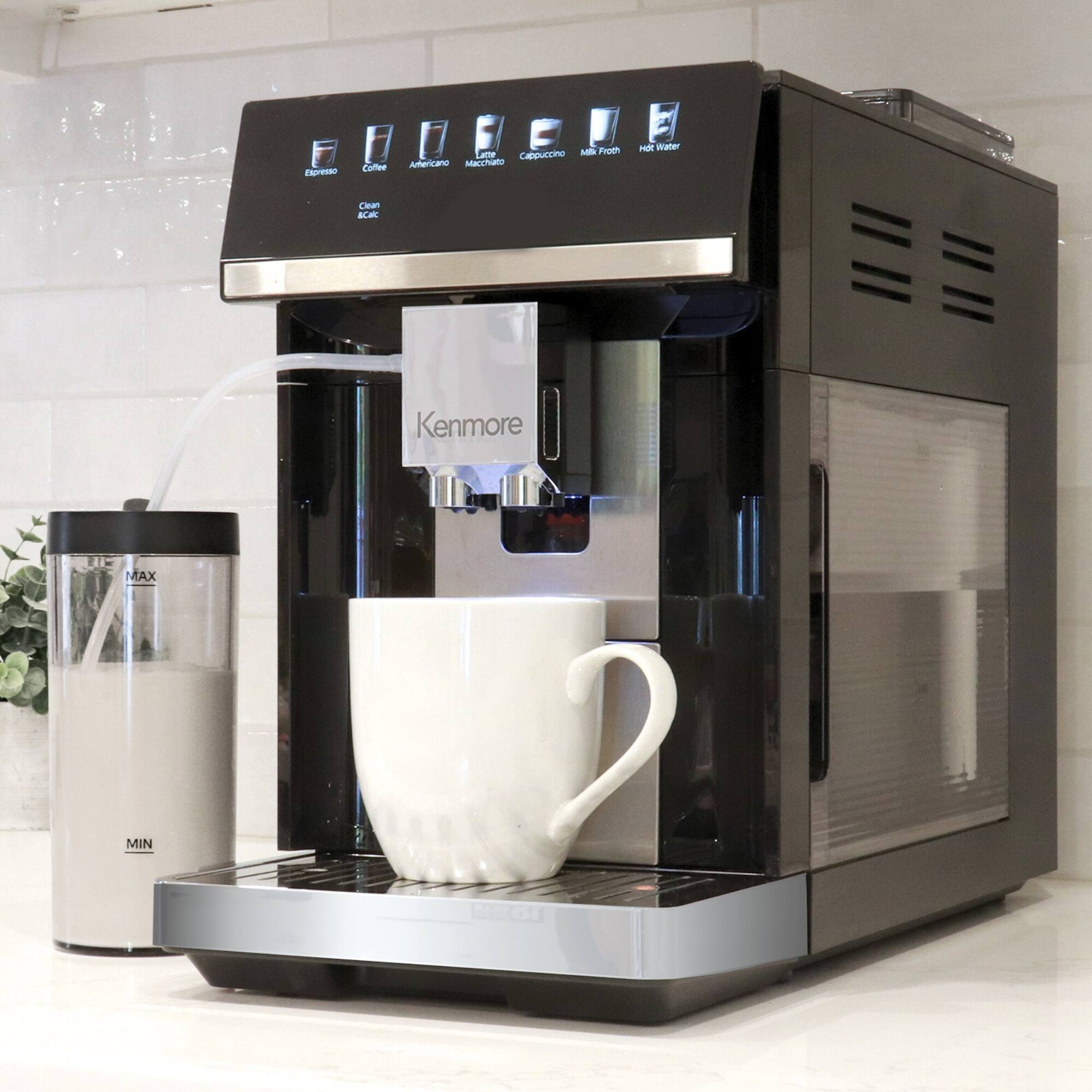 Espresso
Latte
Cappuccino
Milk Froth
Coffee
Americano
Macchiato
Hot Water
Clean & Cak
Kenmore
MAX
MIN