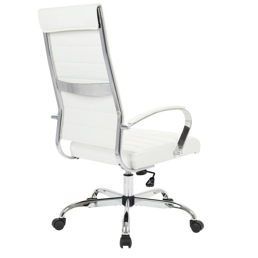 Alt View 4. LeisureMod - Benmar High Back Leather Office Chair with Adjustable Height, Swivel Base, Ergonomic Design Modern Conference Chair - White.
