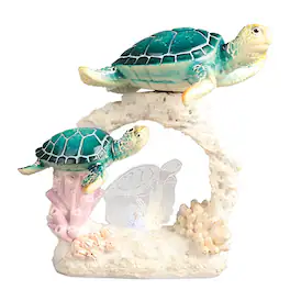 FC Design - 6"H LED Sea Turtle with Baby Figurine Statue Office Desk Tabletop Home Decor Gift - Multi-Color