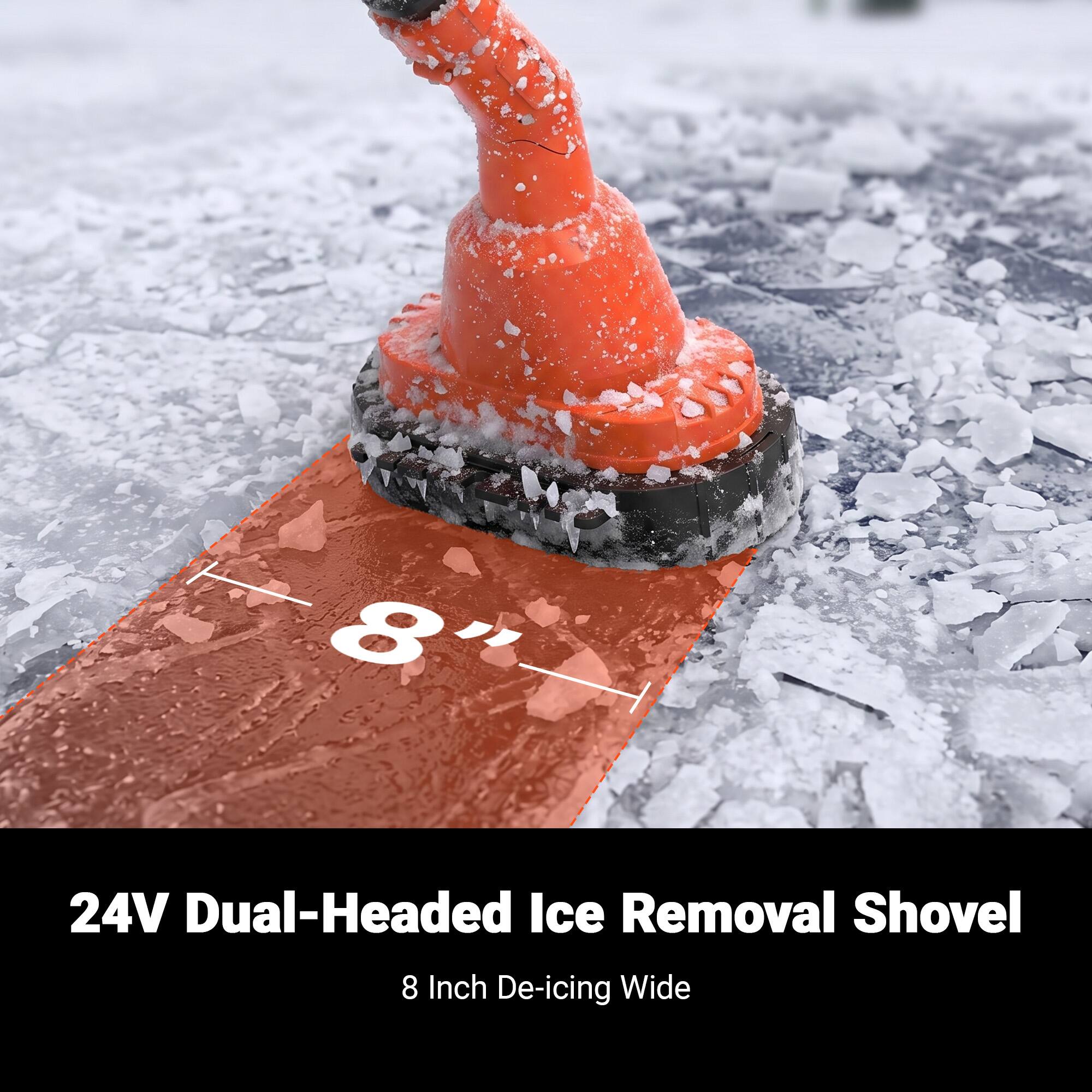 8"  
24V Dual-Headed Ice Removal Shovel  
8 Inch De-icing Wide