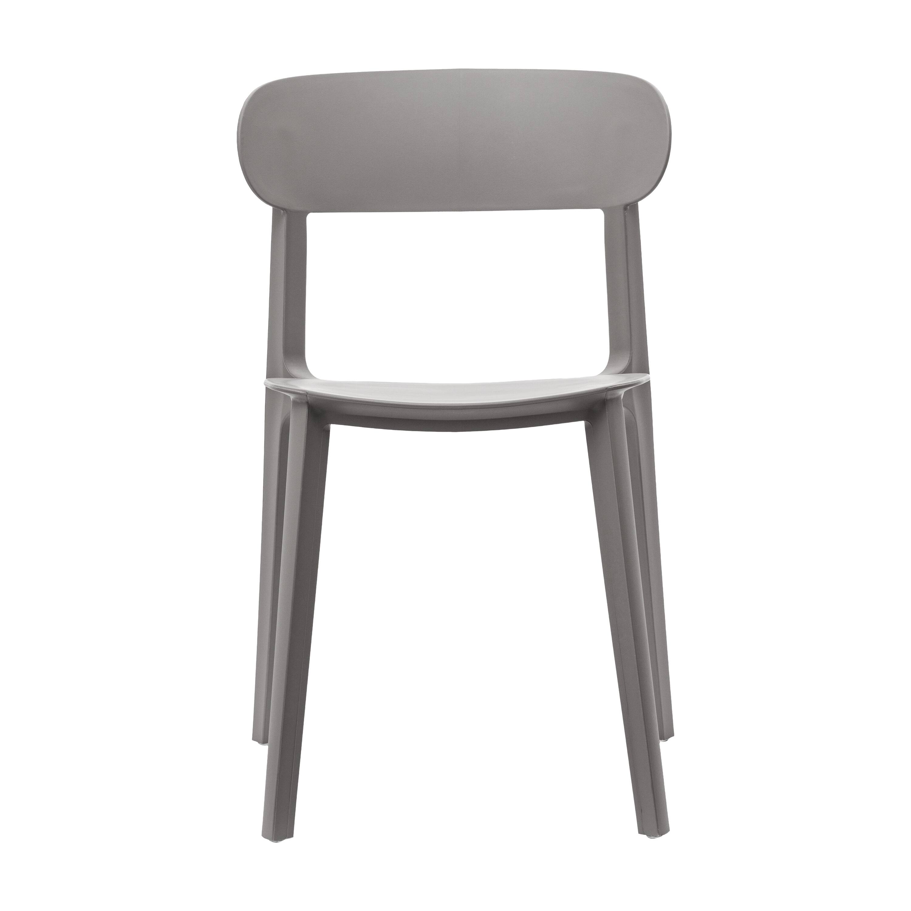 Angle. Flash Furniture - Dover Indoor-Outdoor Stacking Patio Chair with Curved Backrest, Commercial All-Weather Resin Chair in Gray - Gray.