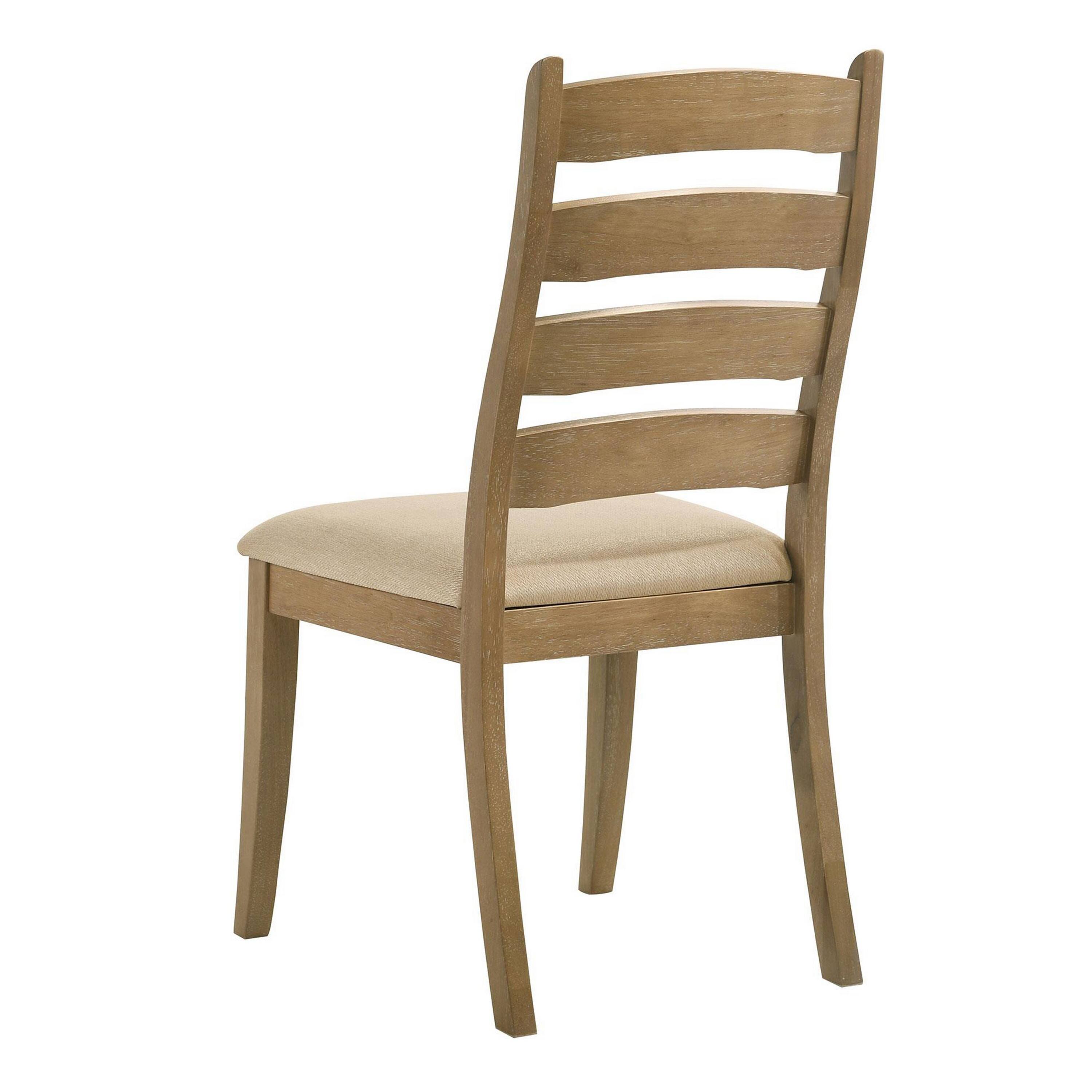 Alt View 2. Manhattan Lane - Danie Dining Side Chair Set of 2, Ladderback, Brown Wood, Beige Fabric - Brown, Beige.