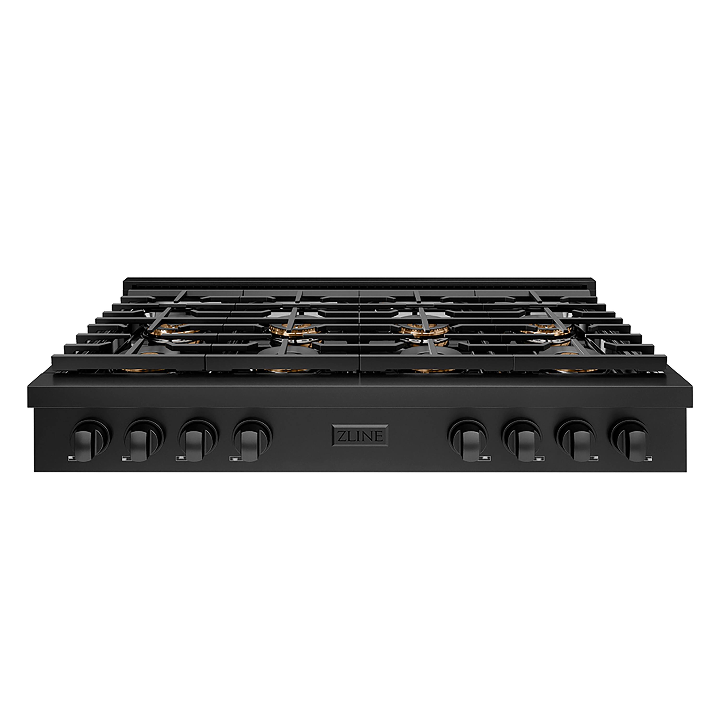 ZLINE - 48 in. Paramount Gas Rangetop with 8 Burner DuoPro Cooktop (PSRTB-48) - Black Stainless Steel - Front_Zoom