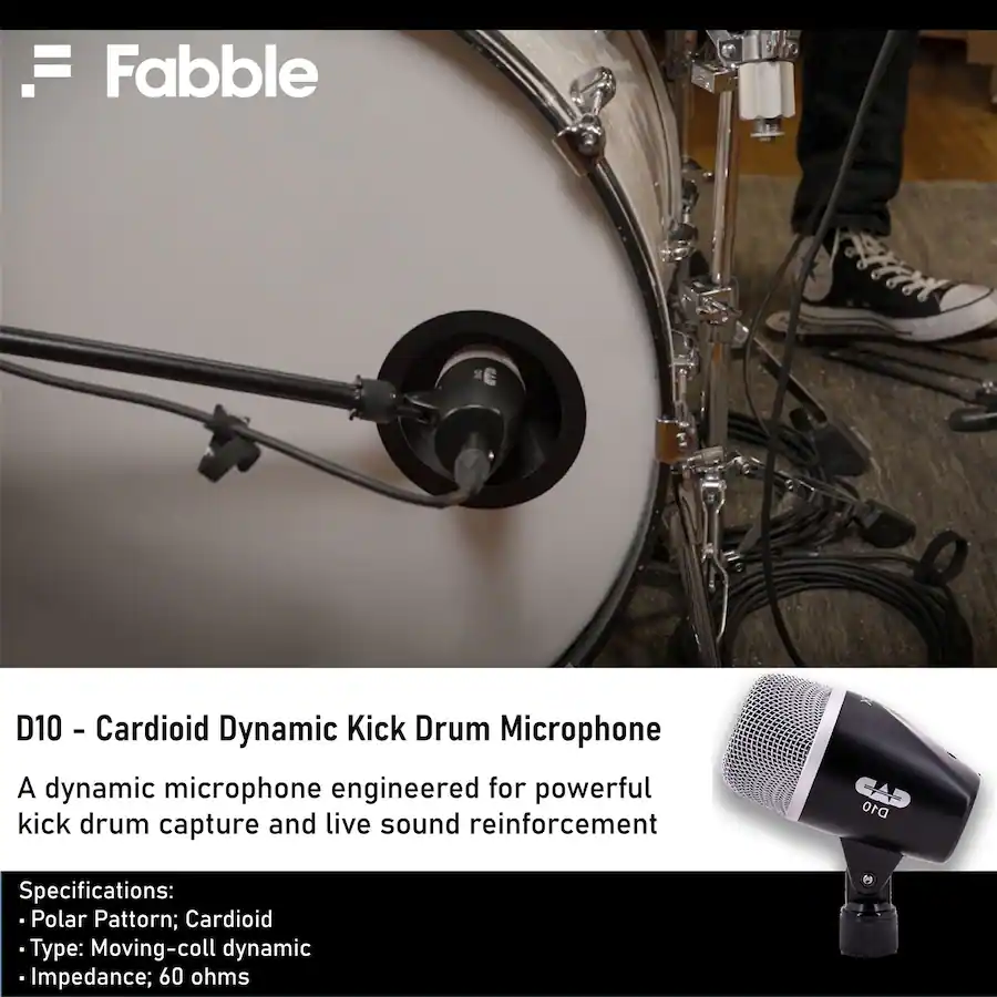 Studio Mic Patterns CAD Audio Stage7 Drum Mic Bundle: 7 Piece Kit, 7x 10ft XLR Cables ...