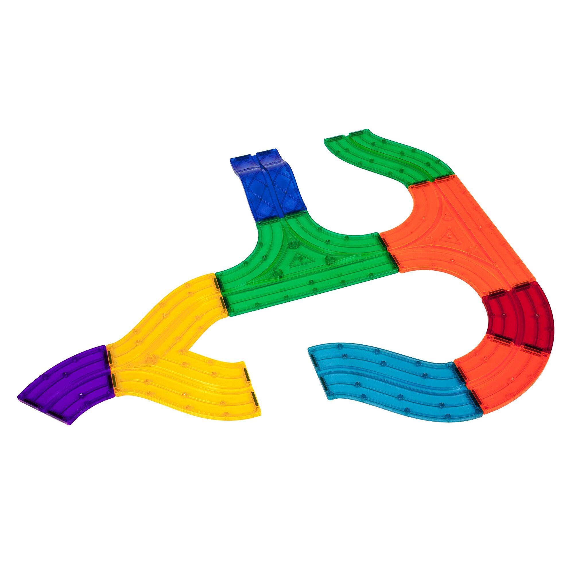Alt View 3. PicassoTiles - PICASSO-TILES Magnetic Tiles Race Track Add-On Expansion Set for Kids, Racing Ramp Extension Building Blocks Toy, 12PC.
