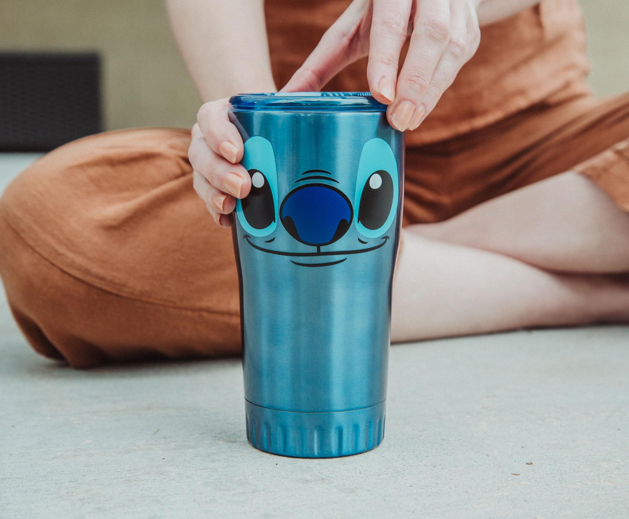 Alt View 10. Silver Buffalo - Disney's Lilo & Stitch Face Double-Walled Stainless Steel Tumbler | 20 Ounces - Blue.