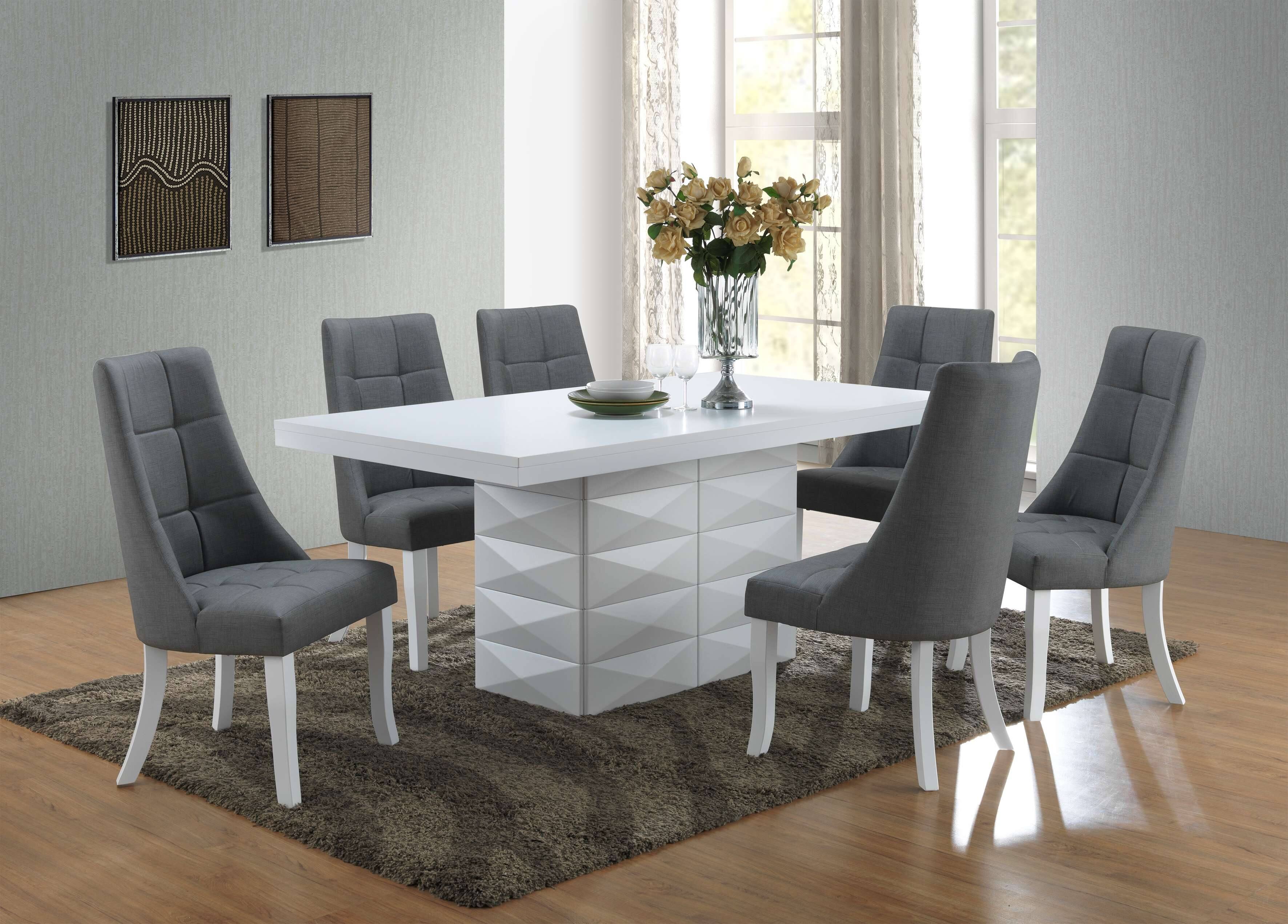 Front. Kings Brand Furniture - Kings Brand Furniture Set of 2 Grey Vinyl Parsons Dining Chairs with White Legs – Contemporary Upholstered Seating - Grey / White Legs.