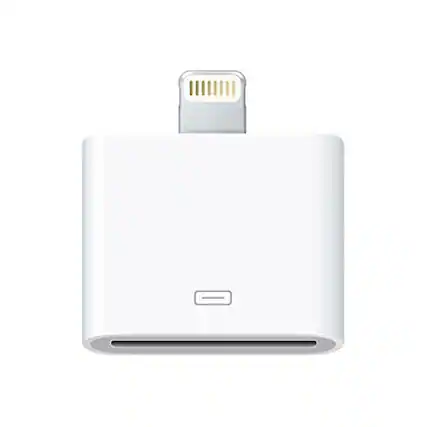 Front. Apple - Apple MD823AM/A Lightning to 30-Pin Adapter - White.