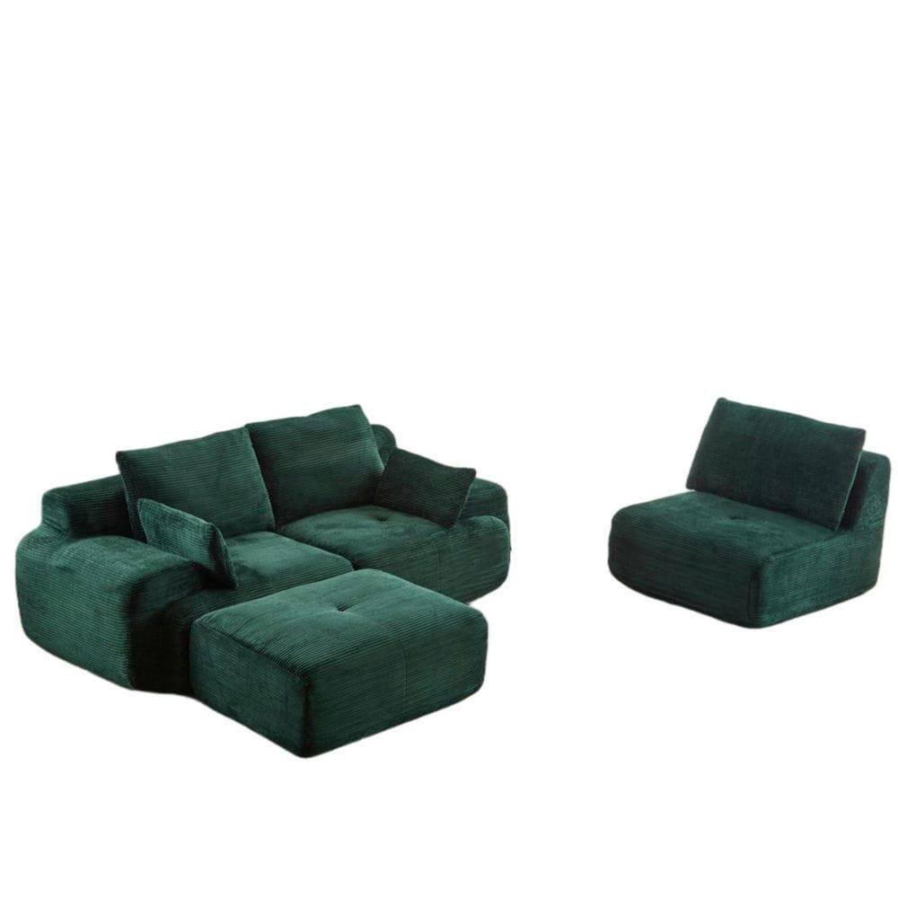 Alt View 2. Kadyn - Modern Memory Foam Compressed Sofa, Large Pet-Friendly Sectional Couches, Corduroy Fabric, Green - Green.