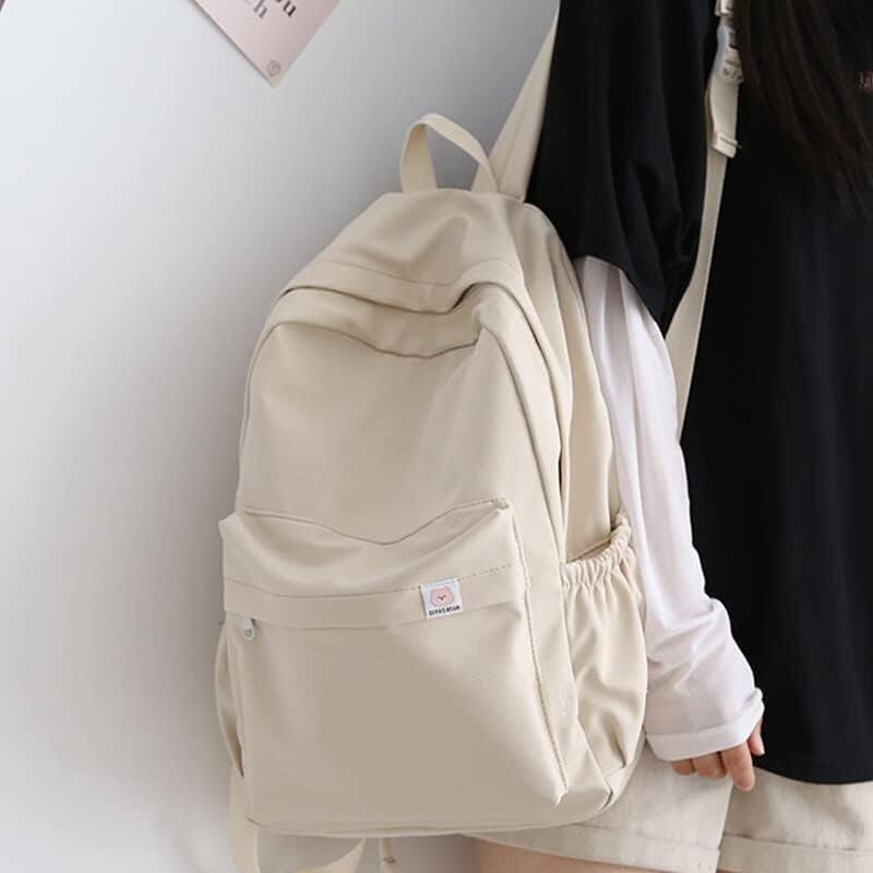 Left. Cozy Serene - Backpack Aesthetic Backpacks To School Supplies For Teen Mochila - Beige.