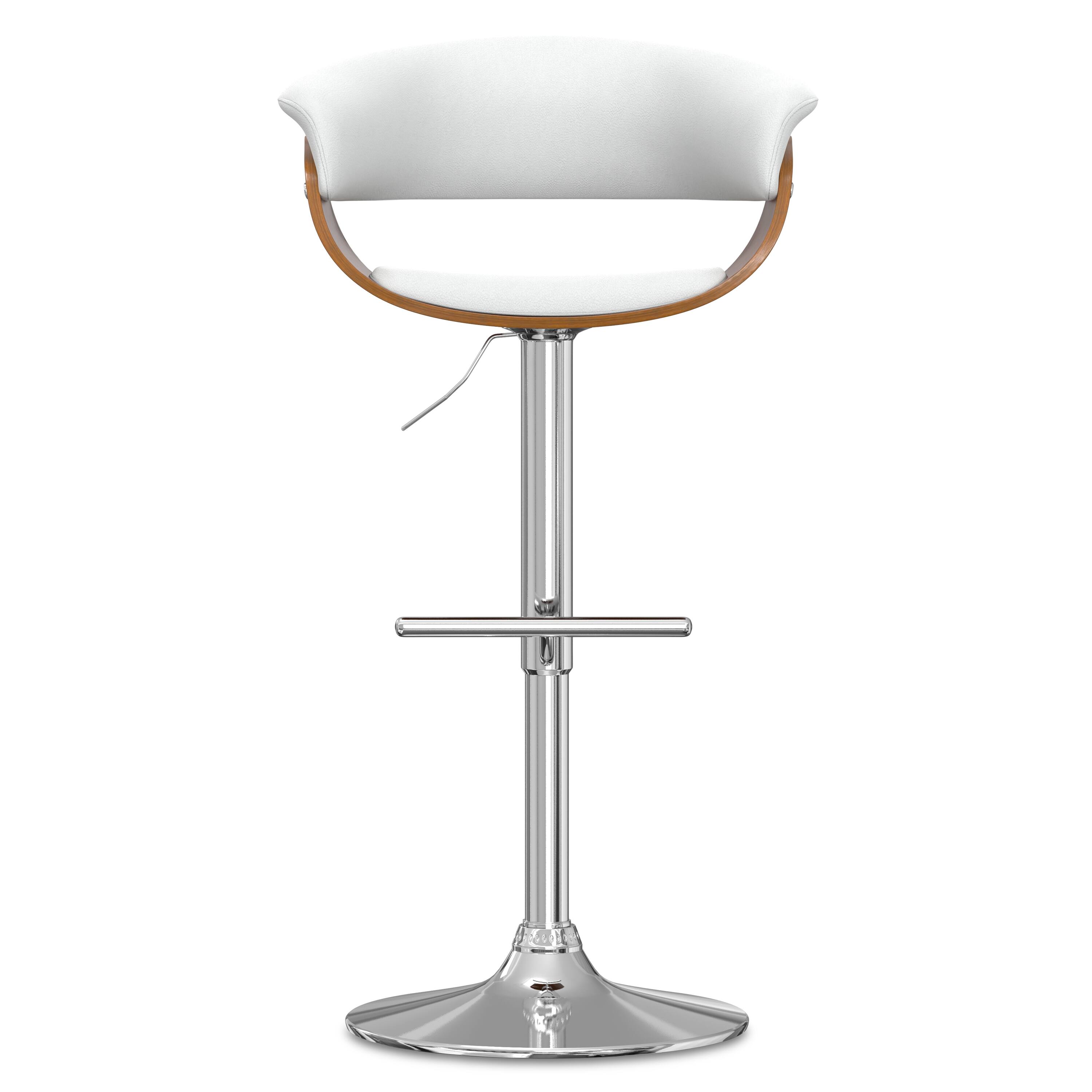 Left. Simpli Home - Sheldon Mid Century Modern 34 inch Adjustable Swivel Bar Stool in White Vegan Faux Leather - White.