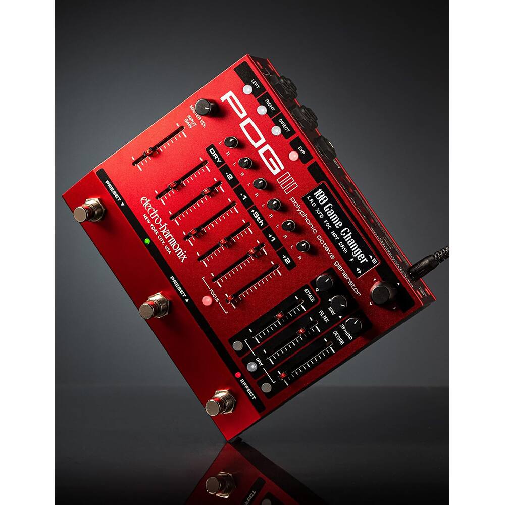 PRESET LEFT MAN RIGHT INPUT VOL DIRECT DRY POG o EEP . 000 1 LRD 100 electro NEW +5th 2 polyphonic XFD Game FOC YORK f CITY -harmonix USA E + octave Changer DRV i  PRESET FOCUS ATTACK e generator ENV FILTER DETUNE SPHEAD DRY EFFECT FECT

400 Camo Channel

electro-harmonix
www.eh.com