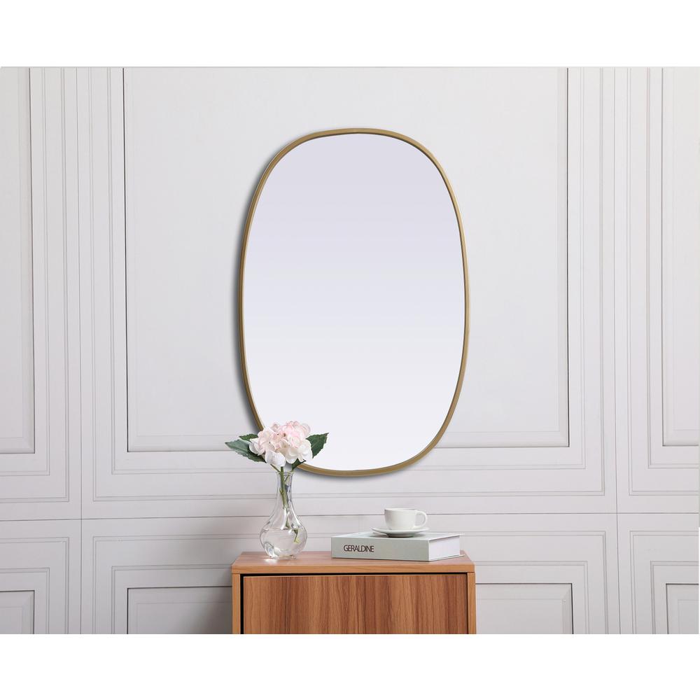 Alt View 8. Elegant Decor - Metal Frame Oval Mirror 20x30 Inch in Brass - Brass.