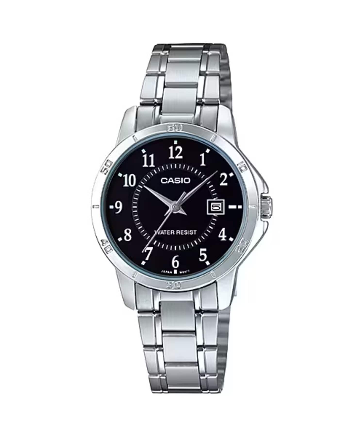 Casio - Women’s Bracelet Watch with Black Dial - LTP-V004D-1B - Silver