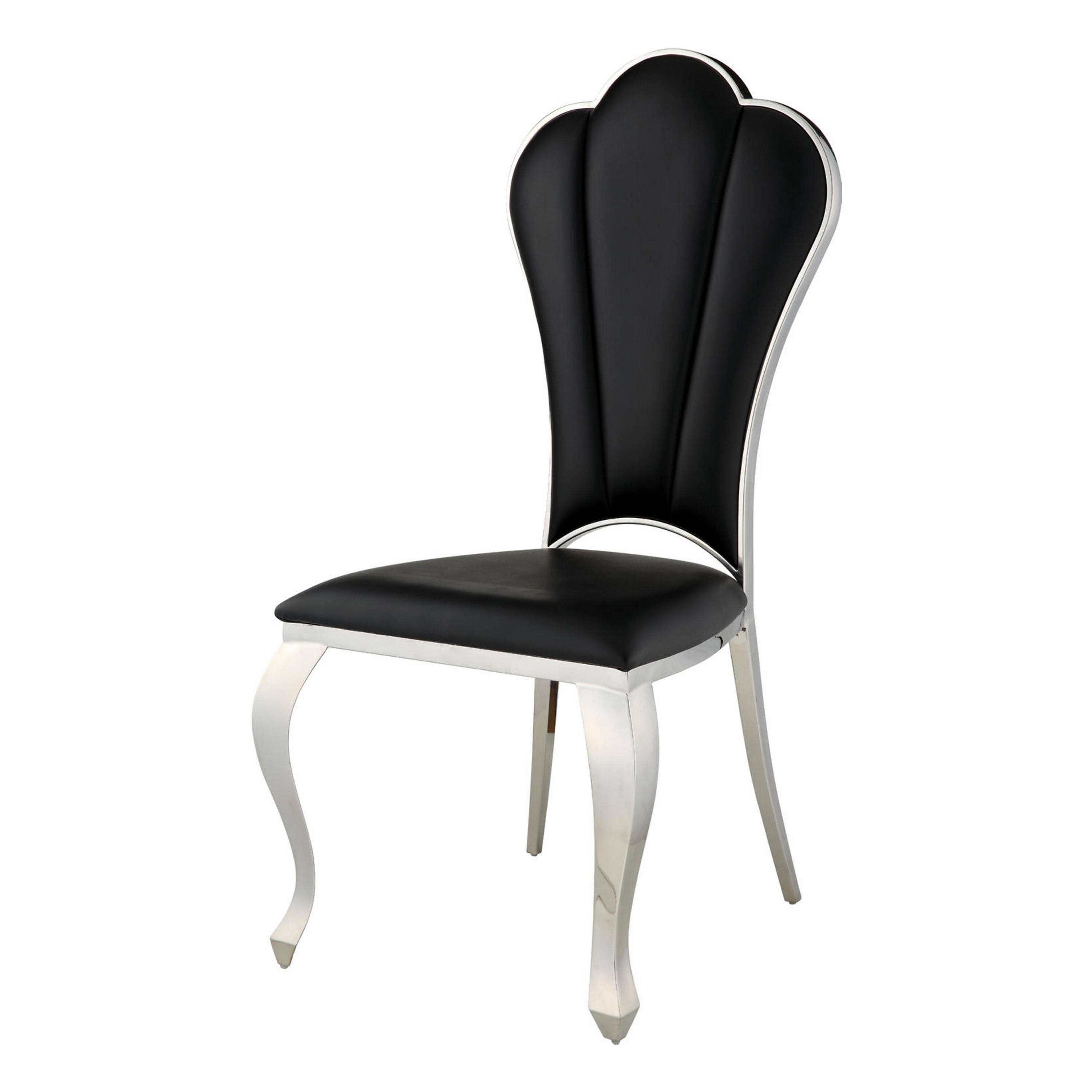 Alt View 1. Manhattan Lane - Kuri 24 Inch Dining Chair, Vegan Faux Leather, Textured, Set of 2 - Chrome, Beige.