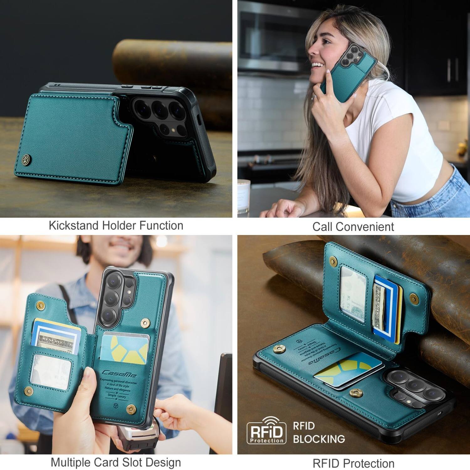 Kickstand Holder Function

Call Convenient

Multiple Card Slot Design

RFID Protection