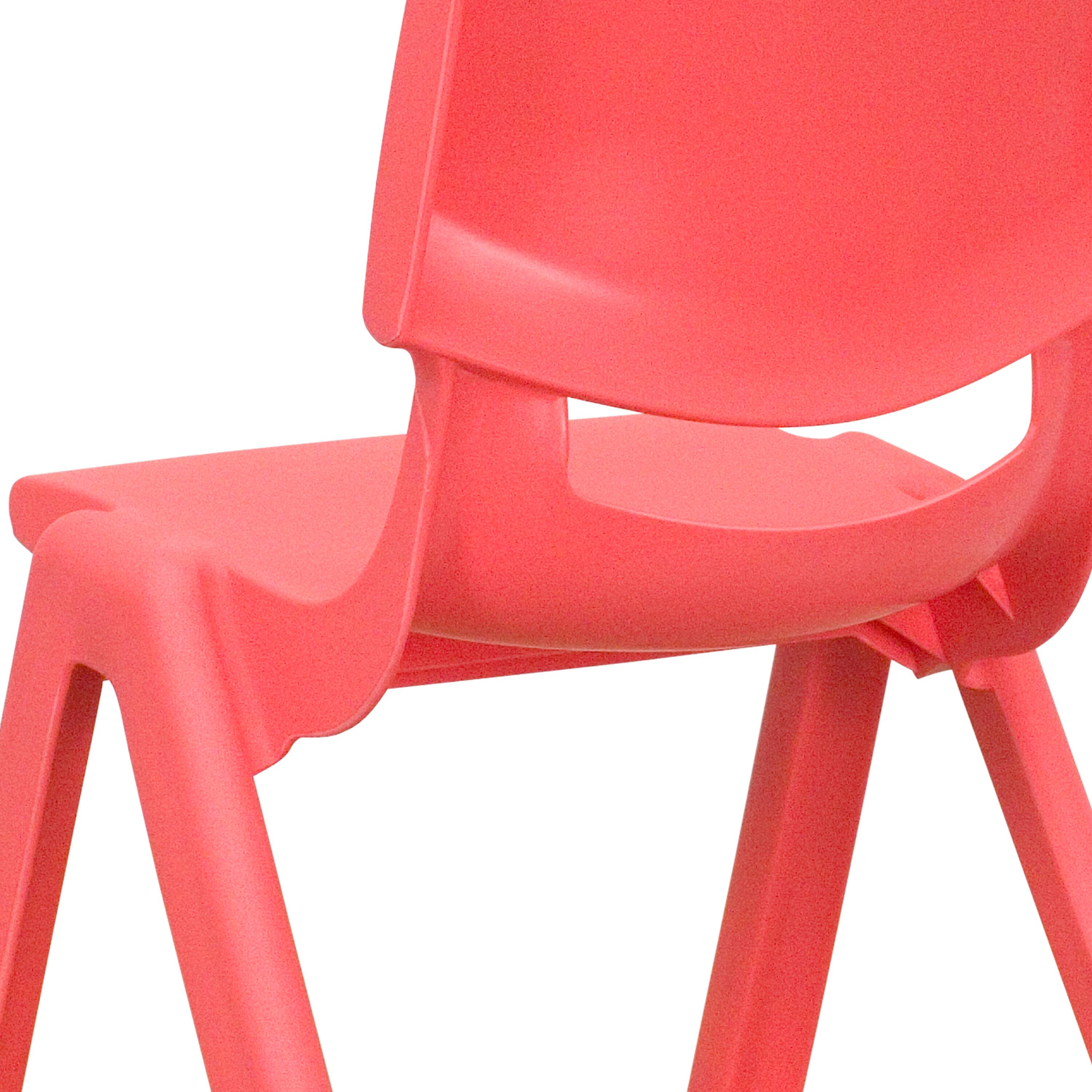 Alt View 10. Emma + Oliver - 4 Pack Plastic Stackable Pre-K/School Chairs with 10.5"H Seat - Red.