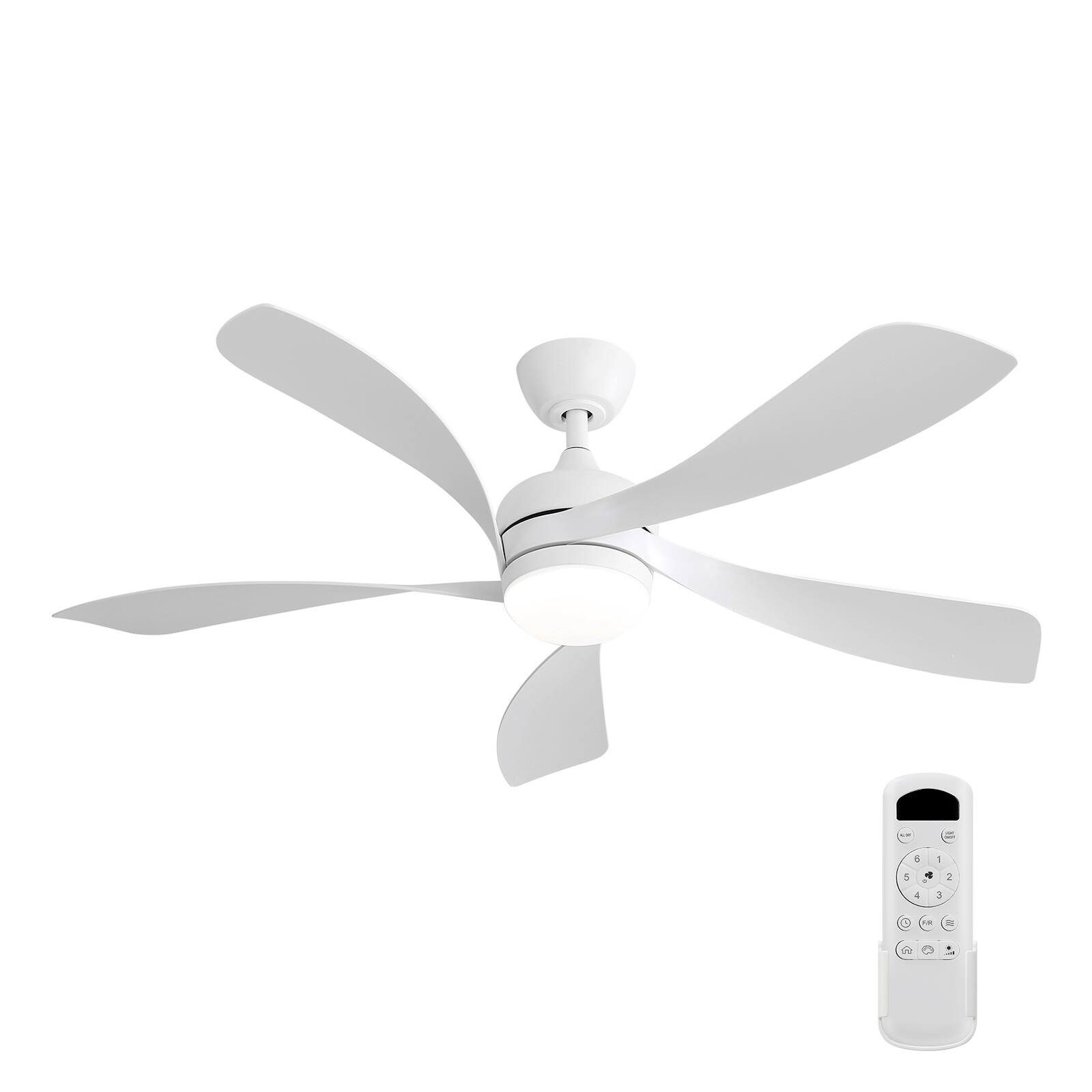 Front. GOODSILO - 52 Inch Modern LED Ceiling Fan with Dimmable Light, Remote Control, and Reversible DC Motor for Indoor Rooms - White.