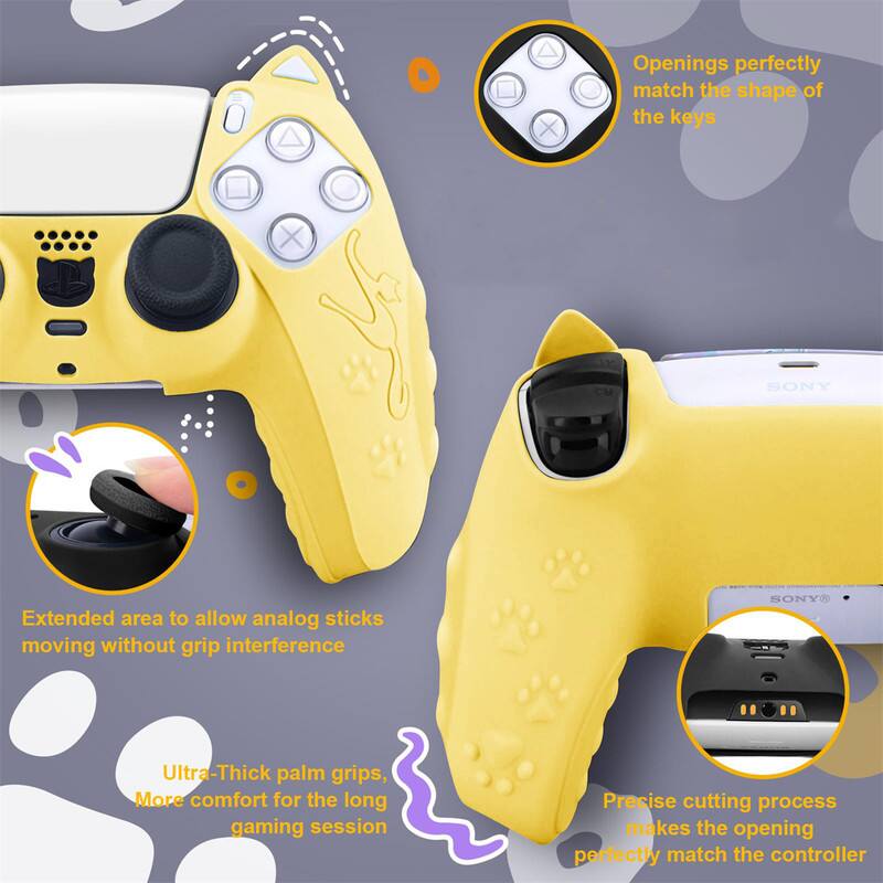- Openings perfectly match the shape of the keys
- Extended area to allow analog sticks moving without grip interference
- Ultra-Thick palm grips, More comfort for the long gaming session
- Precise cutting process makes the opening perfectly match the controller