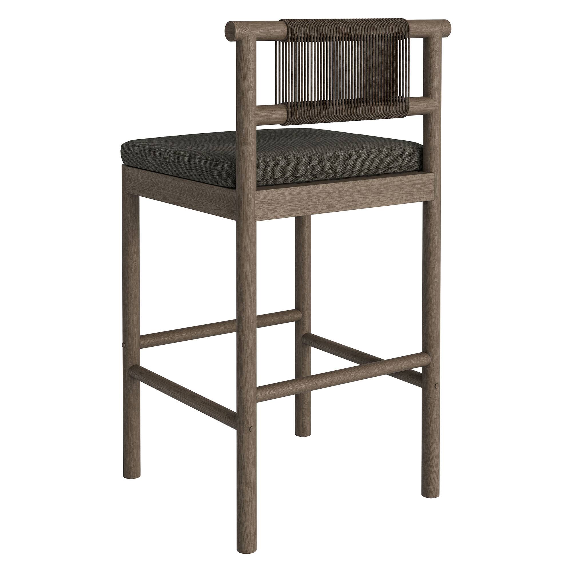 Alt View 4. Modway - Eleni Outdoor Teak Wood Bar Stools Set of 2 by Modway - Weathered Gray Flint.