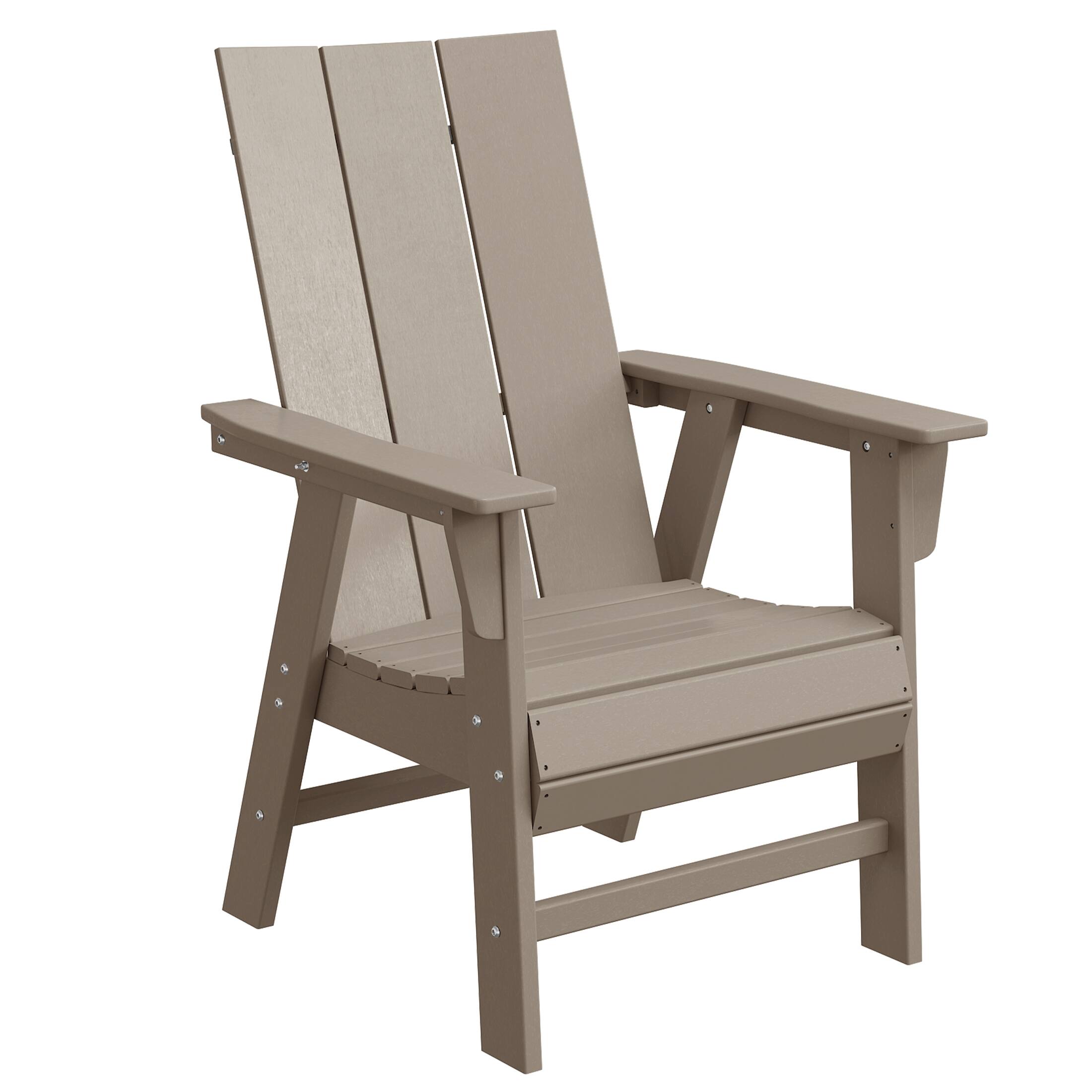 Left. WestinTrends - WestinTrends Ashore Outdoor Patio HDPE Plastic Modern Adirondack Dining Chairs (Set of 2) - Weathered Wood.