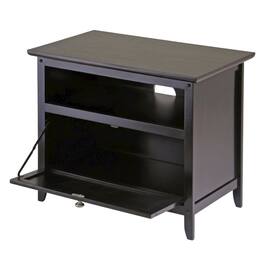 FurniFact - Dark Espresso TV Stand with Solid Wood Construction and Transitional Style - Brown