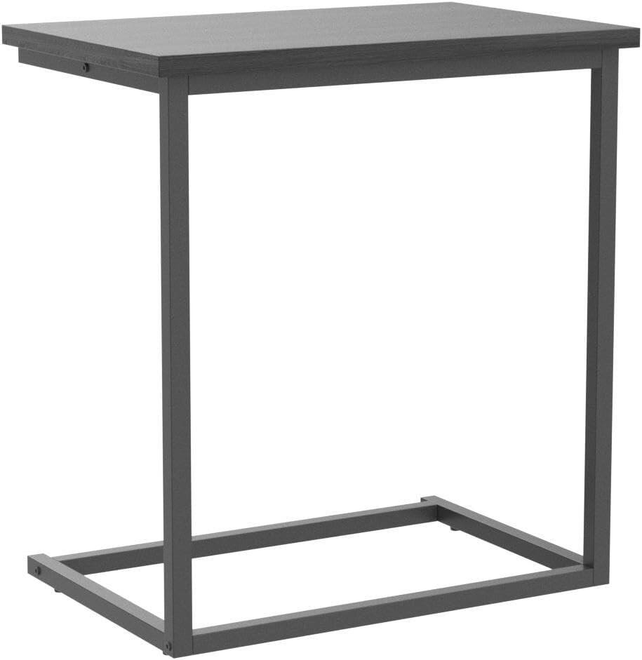 Back. Pipishell - 27 Inch C-Shaped Side Table, Grey Slide Under Couch End Table for Living Room - Gray.