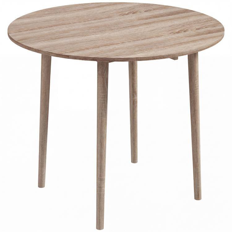 PULUZ - Folding Dining Table, Round Drop Leaf Kitchen Table for Small Spaces with Wood Legs - Oak Color