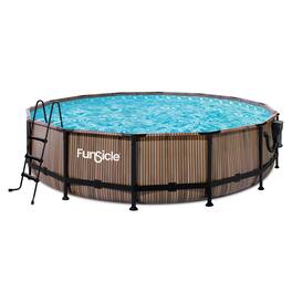 Funsicle - 14' x 42" Oasis Round Outdoor Above Ground Swimming Pool, Natural Teak - Natty Teak