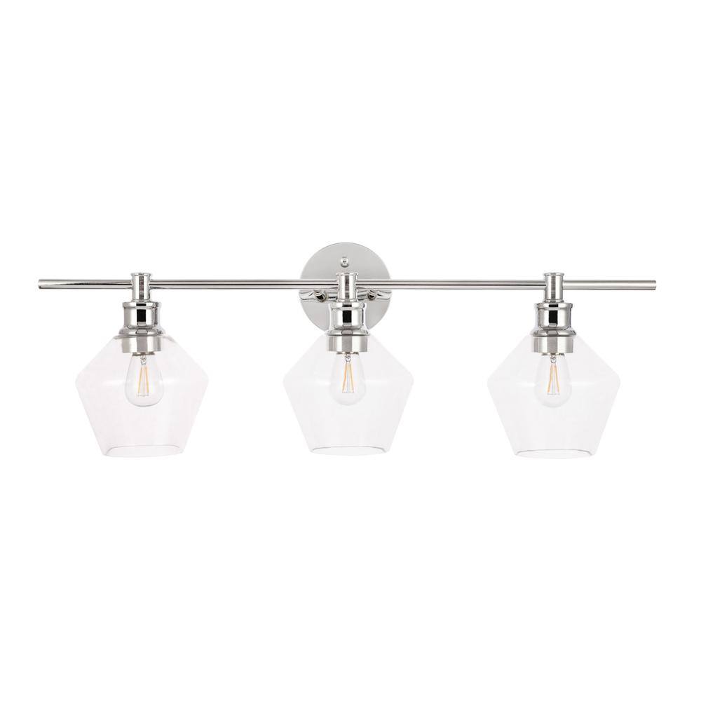 Alt View 1. Living District - Gene 3 light Chrome and Clear glass Wall sconce - Chrome And Clear Glass.