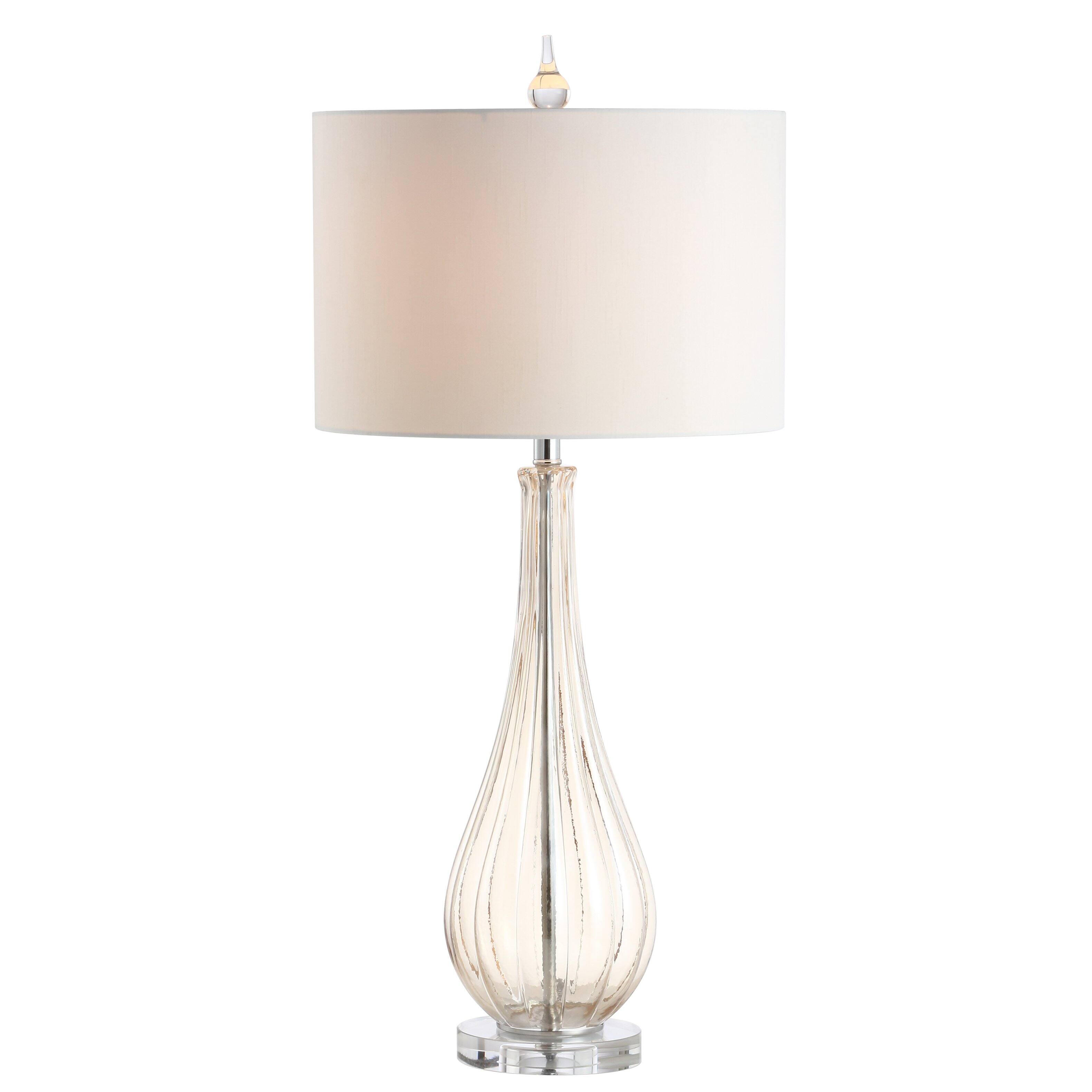 Front. Jonathan Y - Dew Drop 32.75" Glass/Crystal LED Table Lamp, Champagne - Champagne.