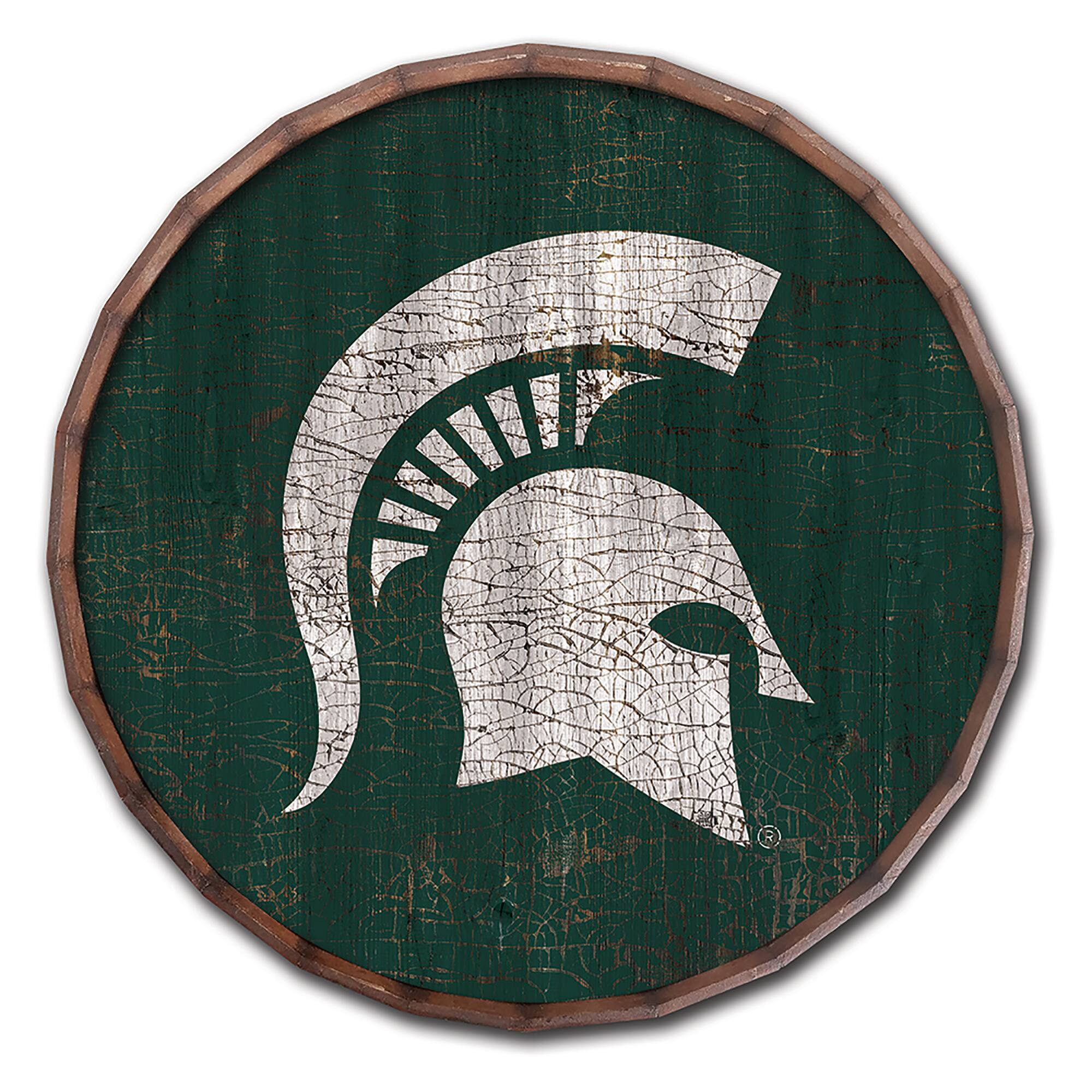 Michigan State Spartans 24" Cracked Color Barrel Top Sign