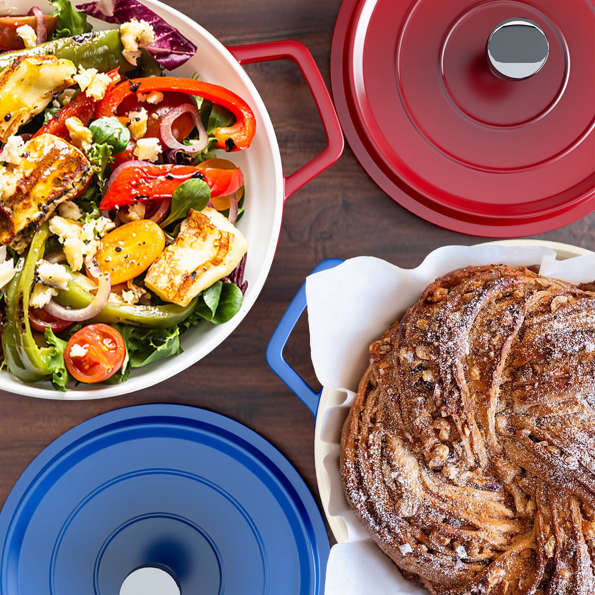 Alt View 1. MOOSOO - 5 Qt Dutch Oven Pot with Lid, Nonstick Dutch Oven, Enameled Dutch Oven for Bread Baking, Cooktops, Dishwasher Safe - Blue.