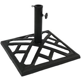 Sunnydaze - 17 in Modern Geometric Cast Iron Square Patio Umbrella Base - Black