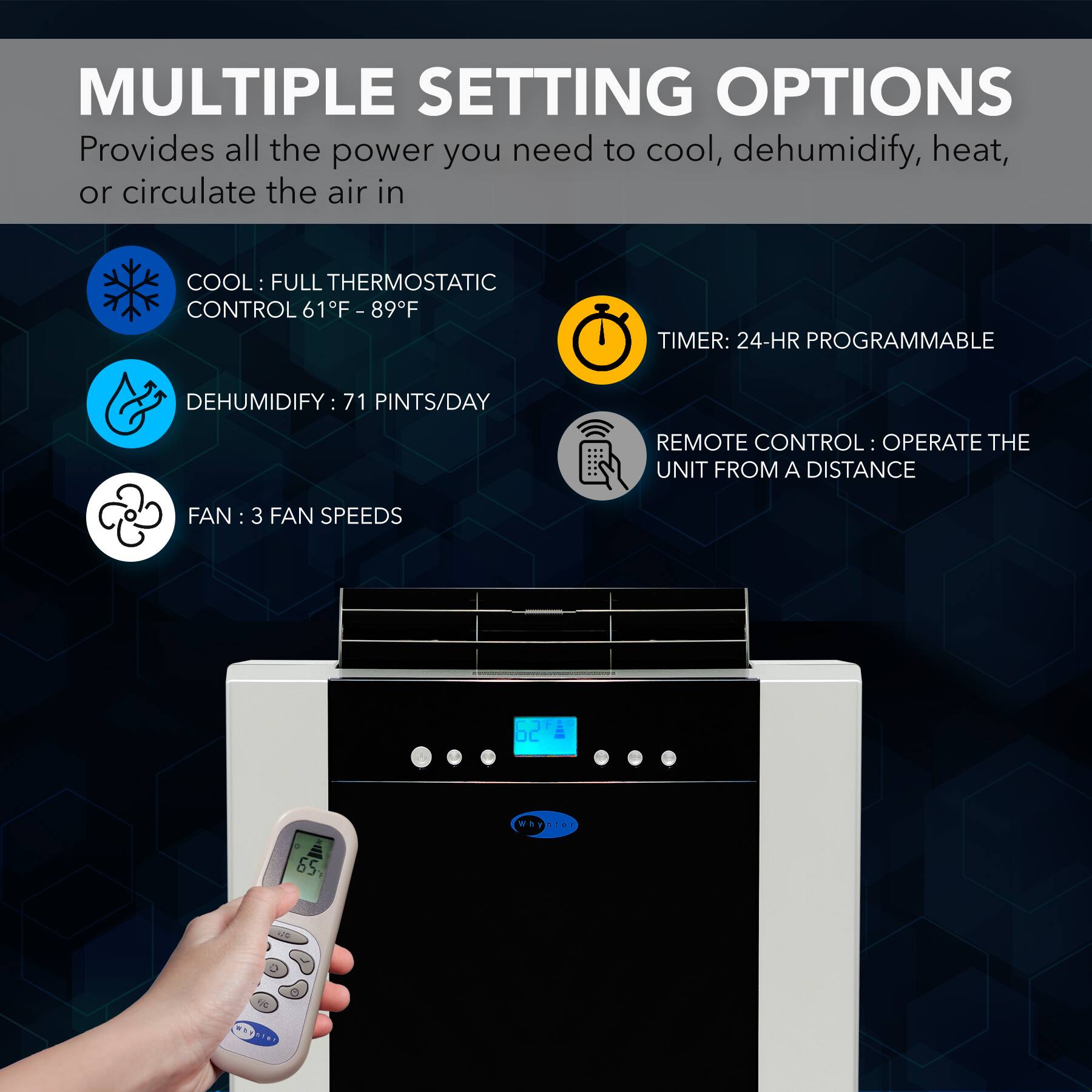 Alt View 12. Whynter - ARC-14S 14,000 (9,500 BTU SACC) BTU Dual Hose Cooling Portable Air Conditioner up to 500 sq ft in - Platinum/Black.
