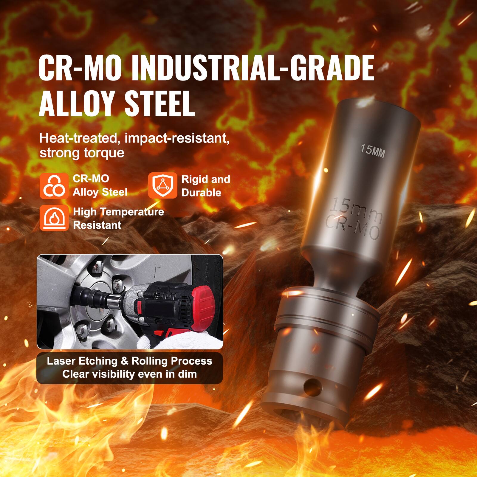 CR-MO INDUSTRIAL-GRADE ALLOY STEEL

Heat-treated, impact-resistant, strong torque

- CR-MO Alloy Steel
- Rigid and Durable
- High Temperature Resistant

15MM CR-MO

Laser Etching & Rolling Process
Clear visibility even in dim