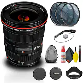 Canon - EF 17-40mm f/4L USM Lens (8806A002) + Filter Kit + Cap Keeper Base Bundle (International Version) - Starter Bundle